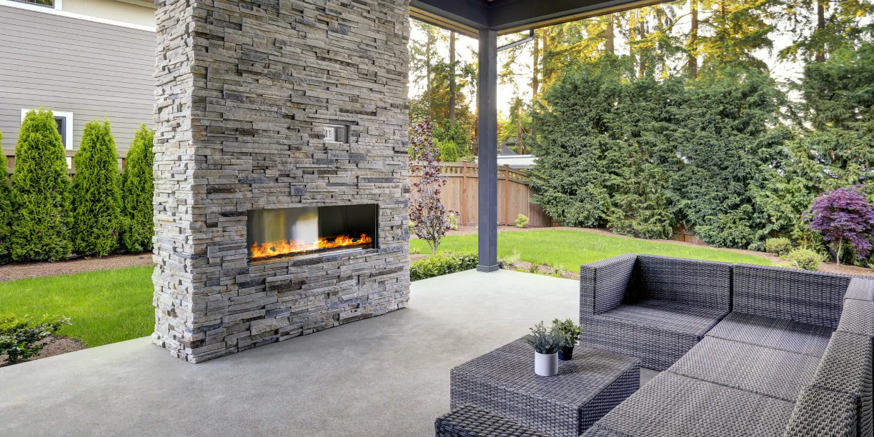 fireplace on a patio